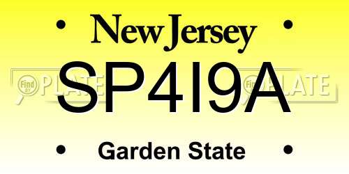 SP4I9A New Jersey License Plate