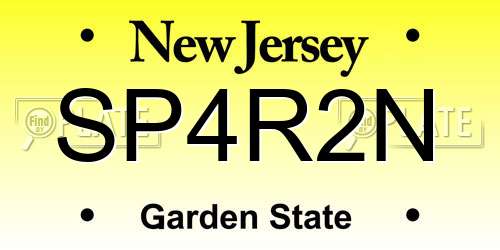 SP4R2N New Jersey License Plate