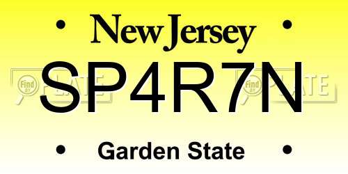 SP4R7N New Jersey License Plate