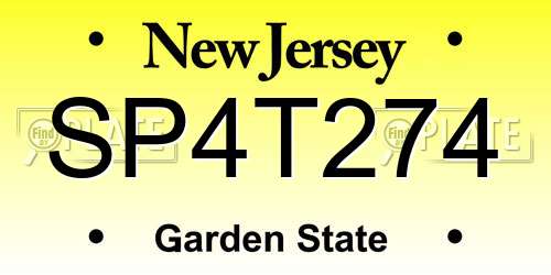SP4T274 New Jersey License Plate