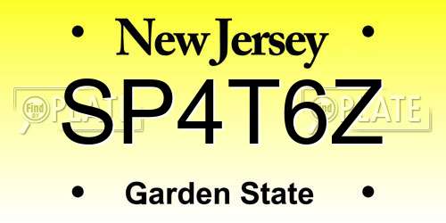 SP4T6Z New Jersey License Plate