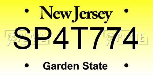 SP4T774 New Jersey License Plate