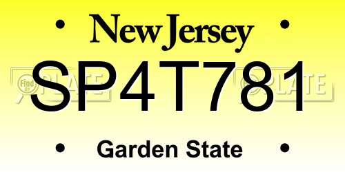 SP4T781 New Jersey License Plate