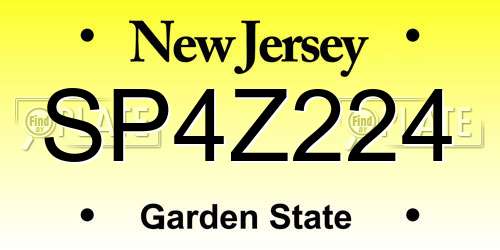 SP4Z224 New Jersey License Plate