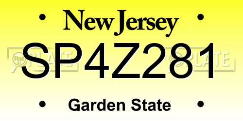 SP4Z281 New Jersey License Plate