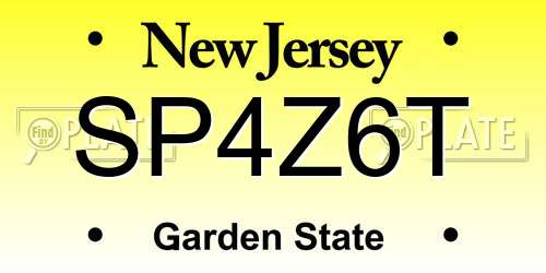 SP4Z6T New Jersey License Plate