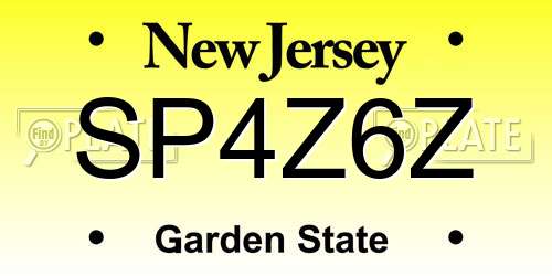 SP4Z6Z New Jersey License Plate
