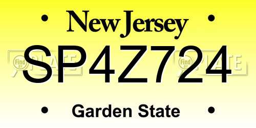 SP4Z724 New Jersey License Plate