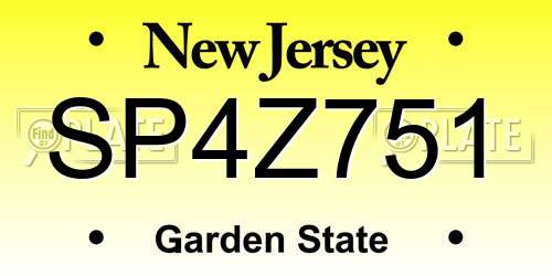 SP4Z751 New Jersey License Plate