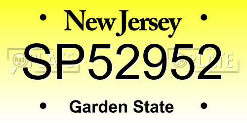 SP52952 New Jersey License Plate