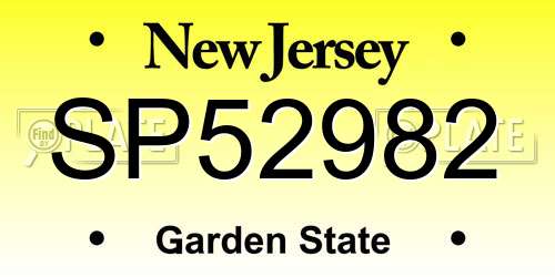 SP52982 New Jersey License Plate