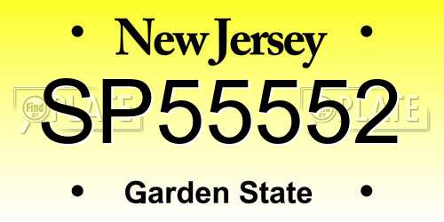 SP55552 New Jersey License Plate