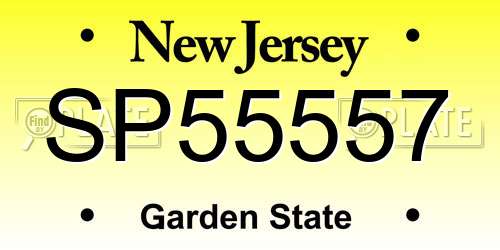 SP55557 New Jersey License Plate