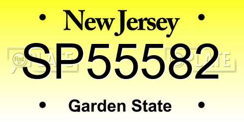 SP55582 New Jersey License Plate