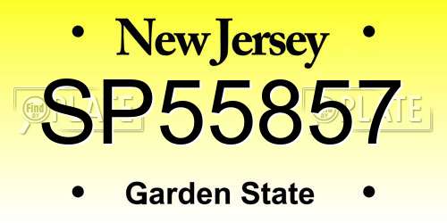 SP55857 New Jersey License Plate