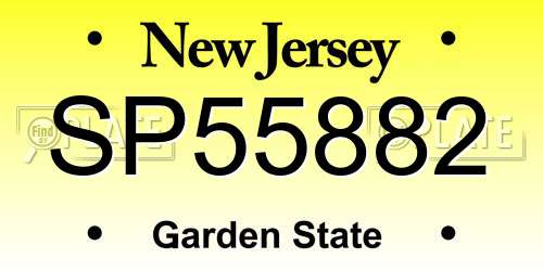 SP55882 New Jersey License Plate