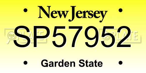 SP57952 New Jersey License Plate