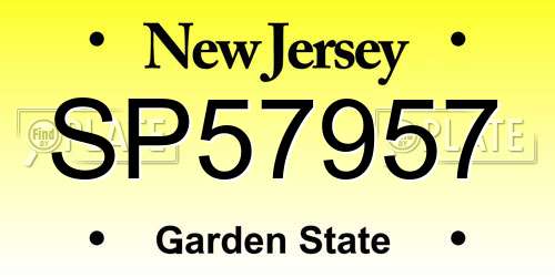 SP57957 New Jersey License Plate