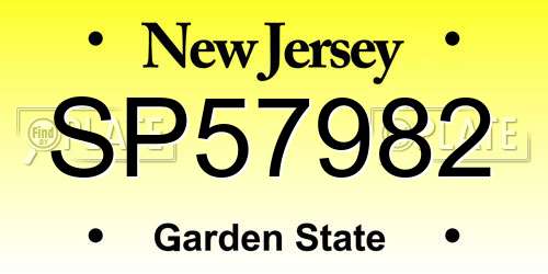 SP57982 New Jersey License Plate