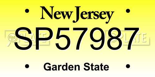 SP57987 New Jersey License Plate
