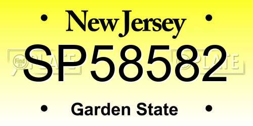 SP58582 New Jersey License Plate