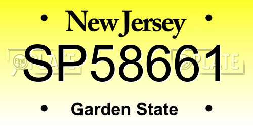 SP58661 New Jersey License Plate