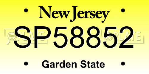 SP58852 New Jersey License Plate