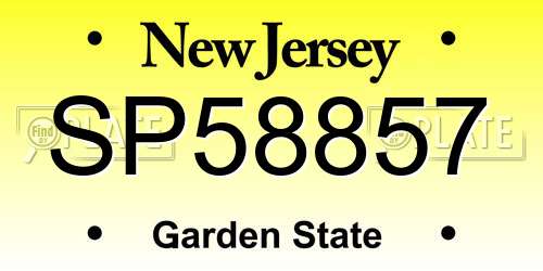 SP58857 New Jersey License Plate