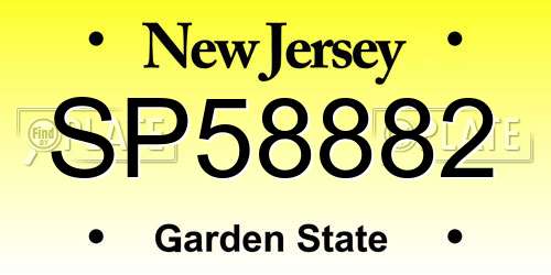 SP58882 New Jersey License Plate