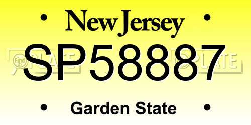 SP58887 New Jersey License Plate