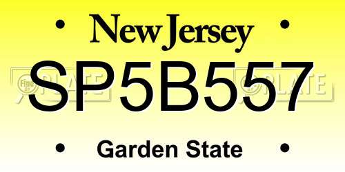 SP5B557 New Jersey License Plate