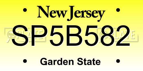 SP5B582 New Jersey License Plate