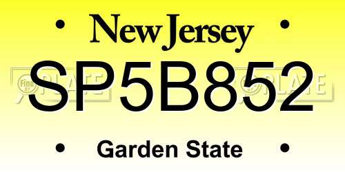 SP5B852 New Jersey License Plate