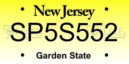 SP5S552 New Jersey License Plate