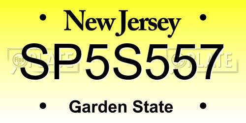 SP5S557 New Jersey License Plate
