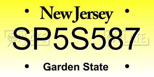 SP5S587 New Jersey License Plate