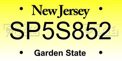 SP5S852 New Jersey License Plate