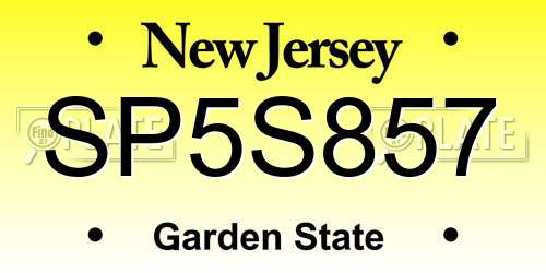 SP5S857 New Jersey License Plate