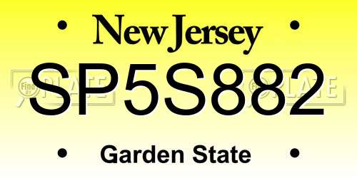 SP5S882 New Jersey License Plate