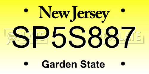 SP5S887 New Jersey License Plate