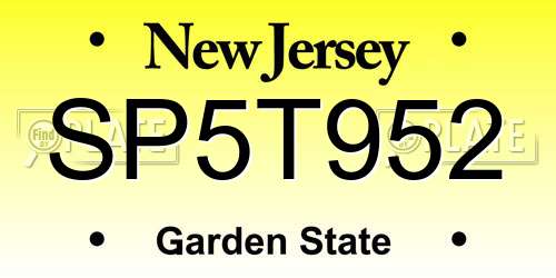 SP5T952 New Jersey License Plate
