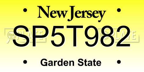 SP5T982 New Jersey License Plate