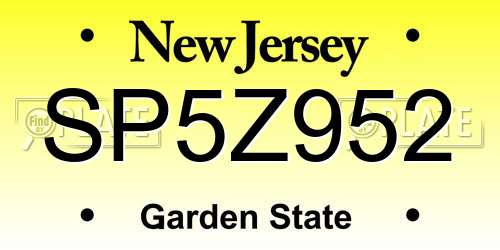 SP5Z952 New Jersey License Plate