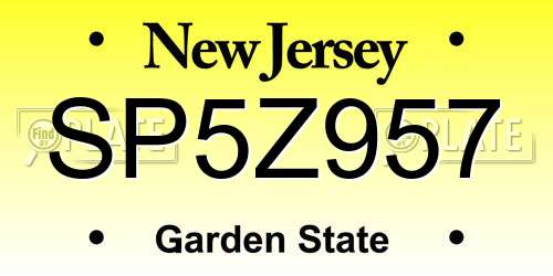 SP5Z957 New Jersey License Plate