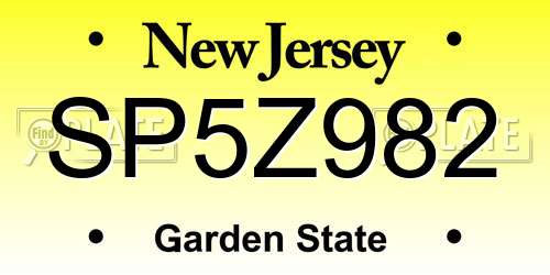 SP5Z982 New Jersey License Plate