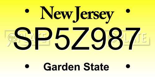 SP5Z987 New Jersey License Plate