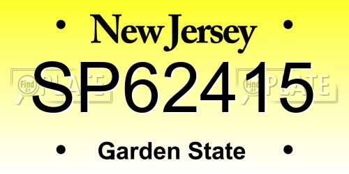 SP62415 New Jersey License Plate