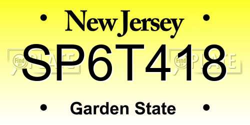 SP6T418 New Jersey License Plate