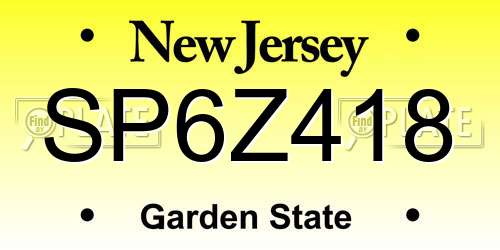 SP6Z418 New Jersey License Plate