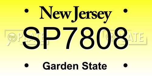SP7808 New Jersey License Plate